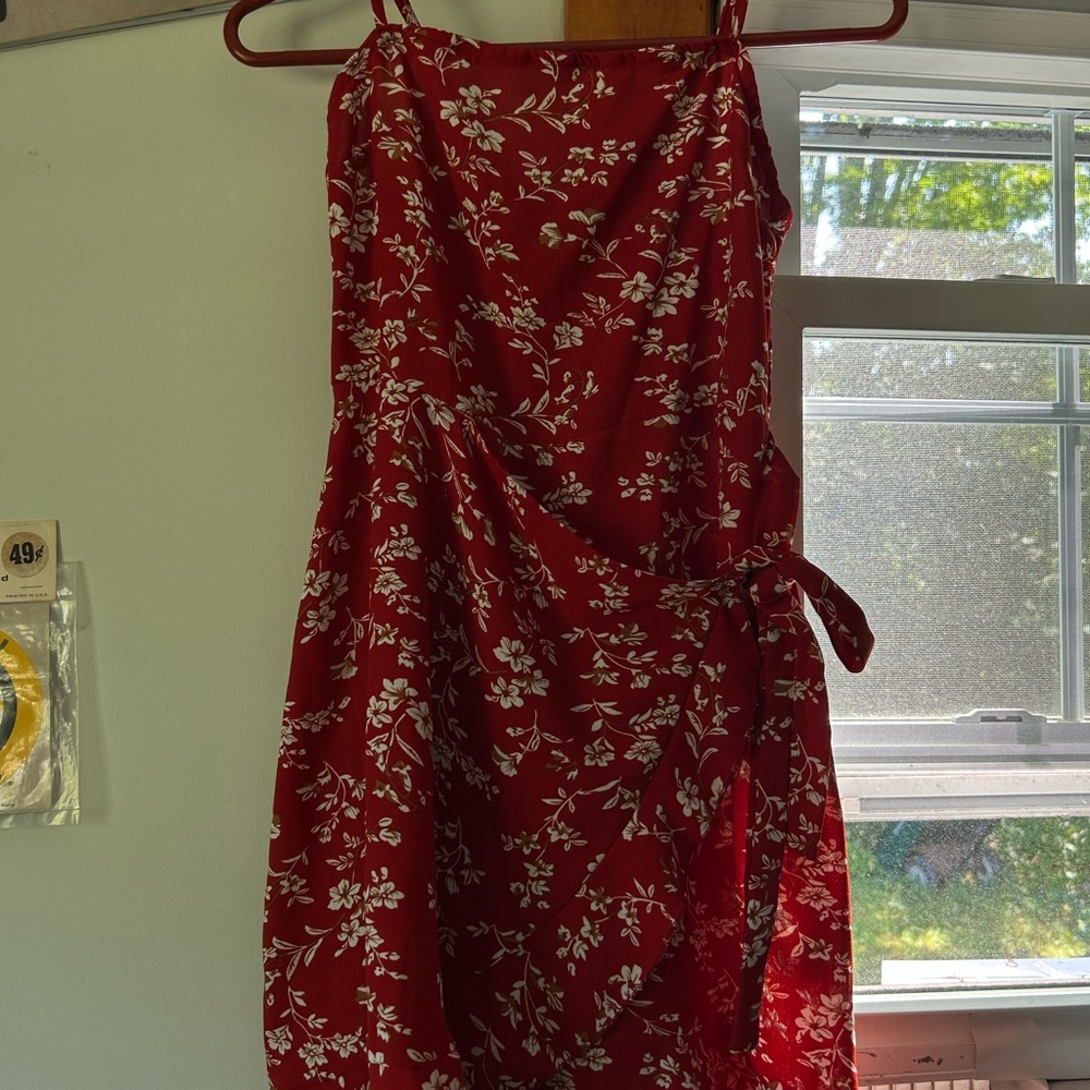 SHEIN Red Floral Mini Dress